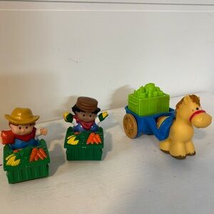 Fisher-Price Little People farmers and carts vintage